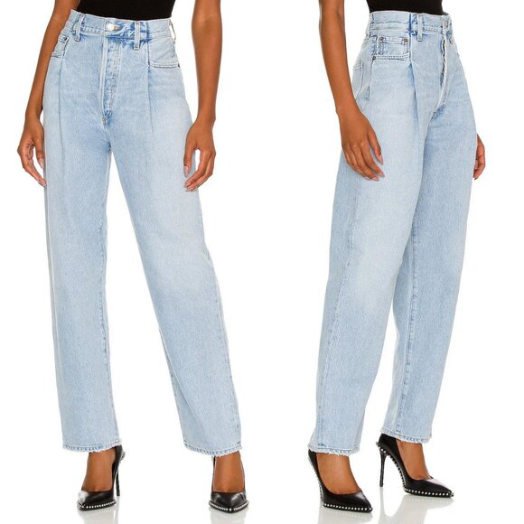AGOLDE x Planet Blue x Revolve Fold Waistband Wide Leg Jeans - Picture 2 of 12